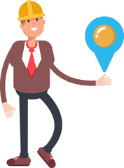 Engineer Character Holding Map Pin
