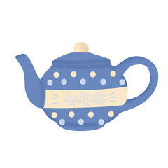 Blue Vintage Teapot – Elegant Ceramic Tea Kettle