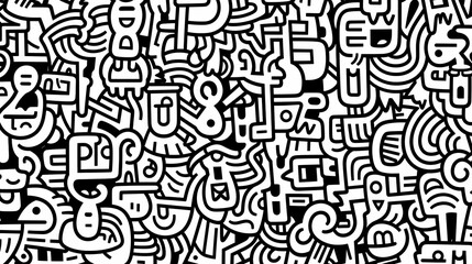 Fototapeta premium Funny doodle seamless pattern, artistic background