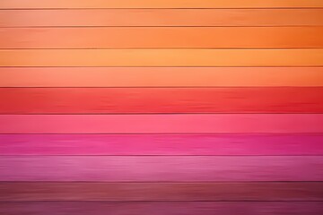 Warm sunset hues in a gradient of pink and orange stripes on a wooden surface, creating a serene atmosphere.