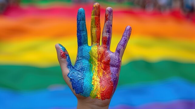 The Rainbow Colour With The Hand Painted Coloring Background, Concept Of Pride 
