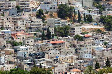 Fototapeta na wymiar View of the Silwan district in the East Jerusalem, Israel.