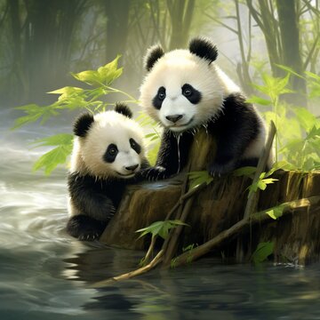 Nice color panda bears picture