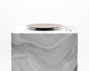 Realistic plate, 3D Illustration with cupstick and podium