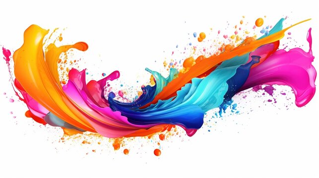 Abstract Circle Liquid Motion Flow. Curved Wave Colorful Pattern with Paint on White Background
