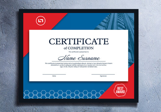 Blue Red Technology Certificate Template 2