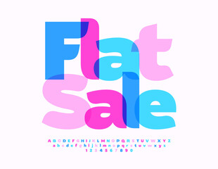 Vector creative poster Flat Sale light style. Watercolor trendy Font. Artistic Alphabet Letters and Numbers set