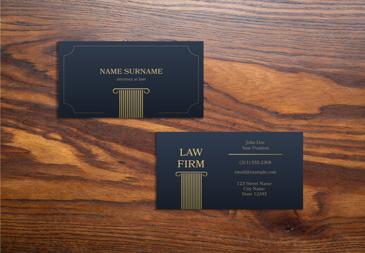 Navy Gold Premium Lawyer Business Card Template