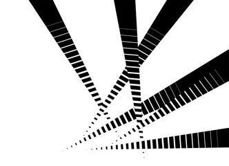 Vector pattern of black striped rays on a white background in retro style for covers, posters, cards, printing, advertising. Black and white design element. Abstract vector background