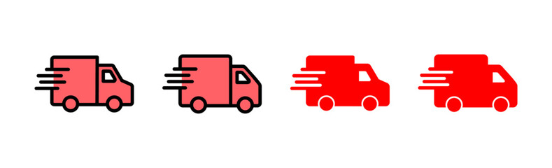 Delivery truck icon set illustration. Delivery truck sign and symbol. Shipping fast delivery icon