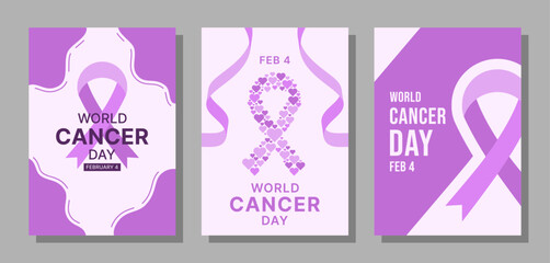 Set of vector A4 size world cancer day design