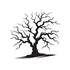 Essence of Eternity: Snag Tree Silhouettes Capturing the Timeless Essence of Nature's Everlasting Beauty - Snag Tree Vector - Dry Tree Silhouette - Horror Tree Silhouette
