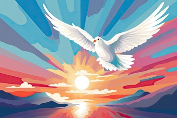 peace dove in the sky illustration