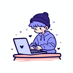 A boy working on a laptop