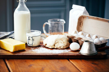 Baking ingredients on cutting board