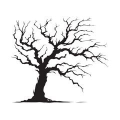 Arboreal Enigma: A Symphony of Snag Tree Silhouettes Dancing in Nature's Silent Embrace - Snag Tree Vector - Dry Tree Silhouette - Horror Tree Silhouette
