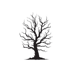 Whispering Shadows: Snag Tree Silhouette Series Conjuring an Eerie Aura of Nature's Mystique - Horror Tree Illustration - Minimalist Tree Vector - Dry Tree Illustration

