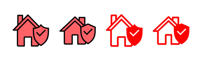 home insurance icon set illustration. home protection sign and symbol