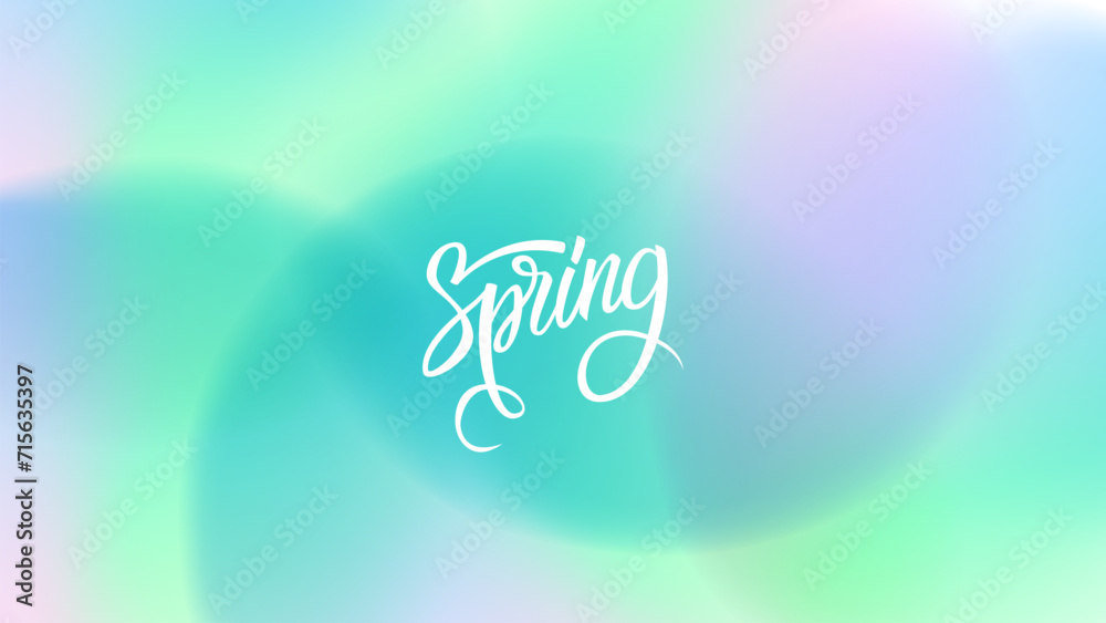 Aufkleber springtime theme blurred background. hand lettering. light color gradients for spring season creativ