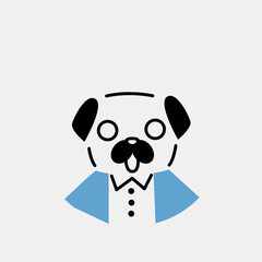 Avatar of dog in the outline style. This design effectively captures the essence of the dog's avatar with a clean outline. Vector illustration.