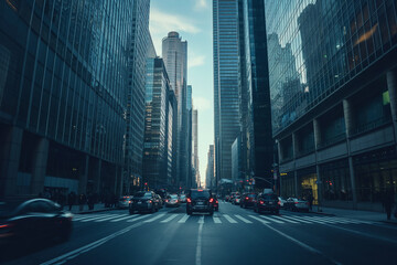 Fototapeta premium streets of a big city with cars and skyscrapers.