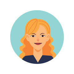 Avatar of person in the cartoon style. This delightful illustration of a woman's avatar create a lasting impression against the captivating blue background. Vector illustration.