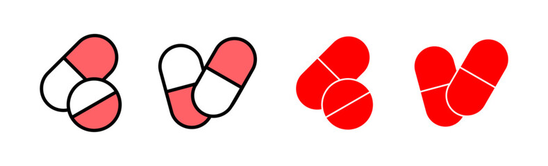 Pills icon set illustration. capsule icon. Drug sign and symbol