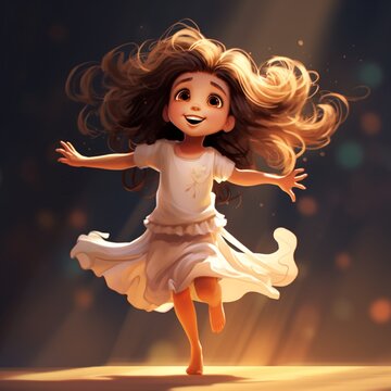 Nice little girl dance cartoon picture