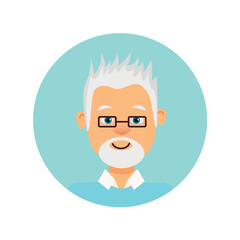 Avatar of person in the cartoon style. An artful man's avatar with a unique cartoon design create a visually appealing and charismatic image against the blue canvas. Vector illustration.