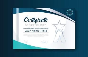 Modern certificate appreciation, certificate achievement template, award, achievement, certificate of recognition, excellence, certificate border, completion template certificate design template