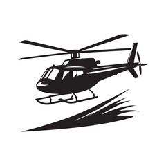 Wind Ballet: Helicopter Silhouettes Engaged in an Elegant Ballet with the Wind - Helicopter Illustration - Minimalist Helicopter Vector - Aircraft Illustration
