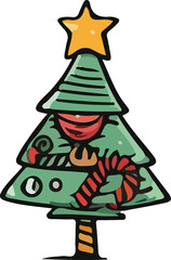 Christmas trees design illustration isolated on transparent background

