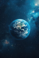 Obraz na płótnie Canvas Cosmic starry background , below is a half of the earth