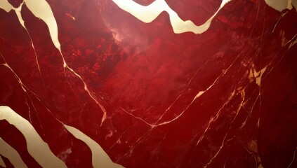 Red marble background image with white and gold lines pattern.