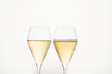 Festive composition with pair of champagne flutes.