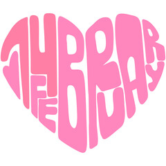 Heart Shape Valentine's Day Hand Drawn Lettering, 14 February