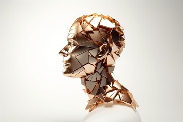 Fototapeta na wymiar 3d abstract human head,face, Psychic waves concept