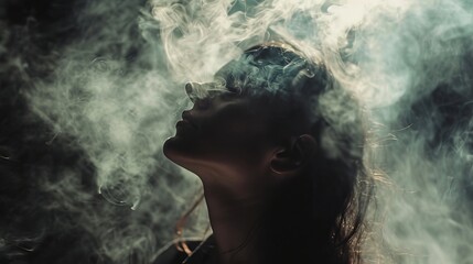 Enigmatic Smoke Surrounding a Woman