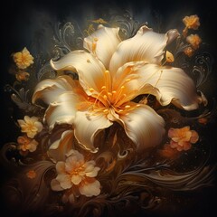 Nice painting golden flower black background
images