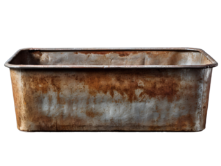 Weathered Metal Trough, isolated on a transparent or white background