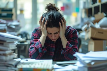 Overworked Employee In Financial Crisis Experiences Stress And Anxiety From Debt Standard. Сoncept Self-Care Practices For Stress Relief, Financial Planning Tips, Coping With Anxiety