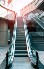 Escalators in a modern shopping center
