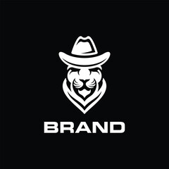 Lion With Cowboy Hat logo, Suitable for your brand, company, and etc