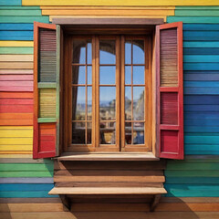wooden window architecture  wall old building  wood  ,Ai generated 