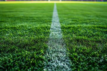 Football field or soccer field with green grass effect 
