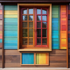 wooden window with shutters architecture  wall   building  old wood ,Ai generated 