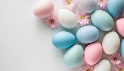 Naklejka na ściany i meble Easter eggs pastell white background