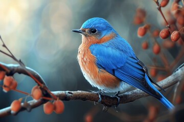 Bluebird on a Winter Branch