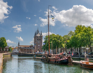 Old harbour and city gate of Zierikzee, Schouwen-Duiveland, Zeeland, Netherlands