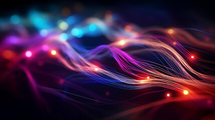 Fototapeta na wymiar Fiber optic strands colorful